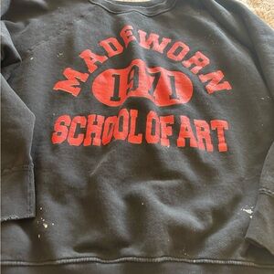 MadeWorn Black Crewneck with Red 'School of Art' Graphic